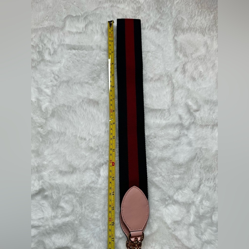 Gucci Blush Pink Leather Bag with Red and navy Strap-with bamboo handle - Picture 16 of 16